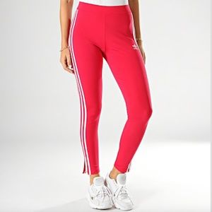 NWT Adidas fuchsia hot pink 3 stripes leggings